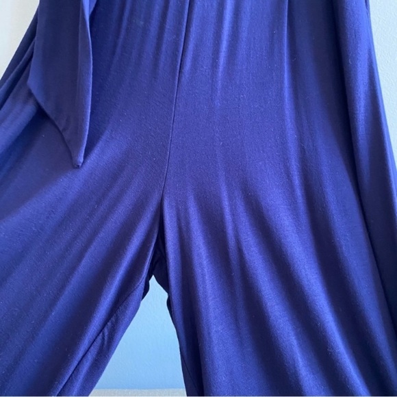 Anthropologie Jumpsuit Romper Wide Leg Stretch Flowy Palazzo Pant Tie Waist Ruch - Picture 12 of 13